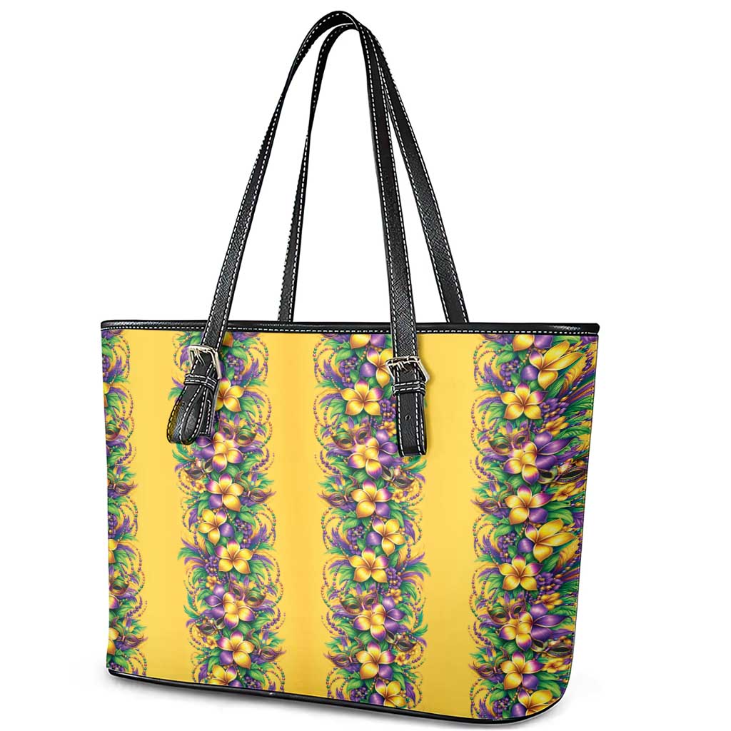 Aloha Hawaii Mardi Gras Leather Tote Bag Gold Style LT05 - Polynesian Pride