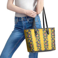 Aloha Hawaii Mardi Gras Leather Tote Bag Gold Style LT05 - Polynesian Pride