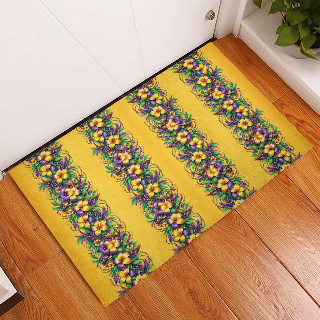 Aloha Hawaii Mardi Gras Rubber Doormat Gold Style