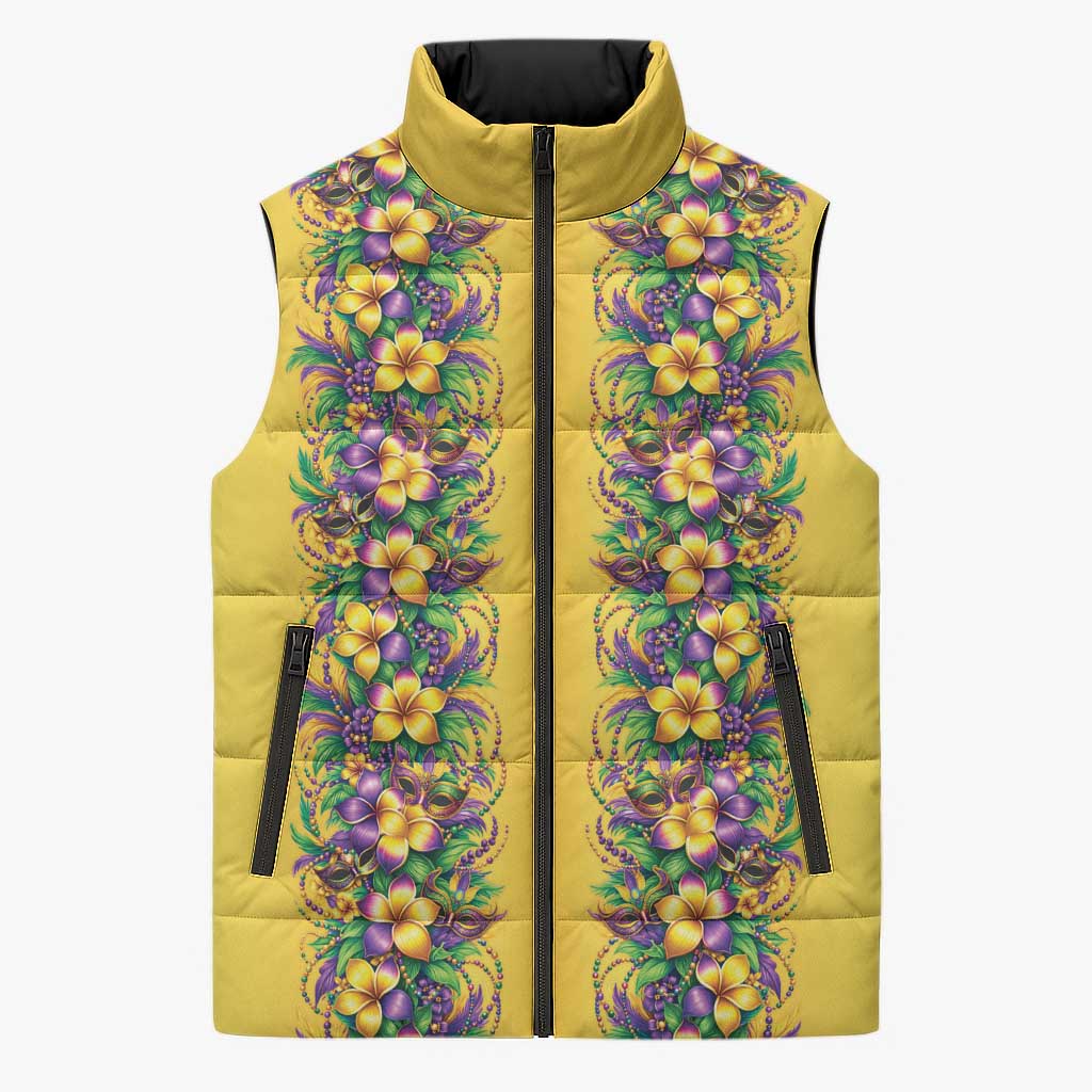 Aloha Hawaii Mardi Gras Sleeveless Puffer Jacket Gold Style