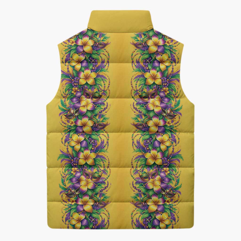 Aloha Hawaii Mardi Gras Sleeveless Puffer Jacket Gold Style