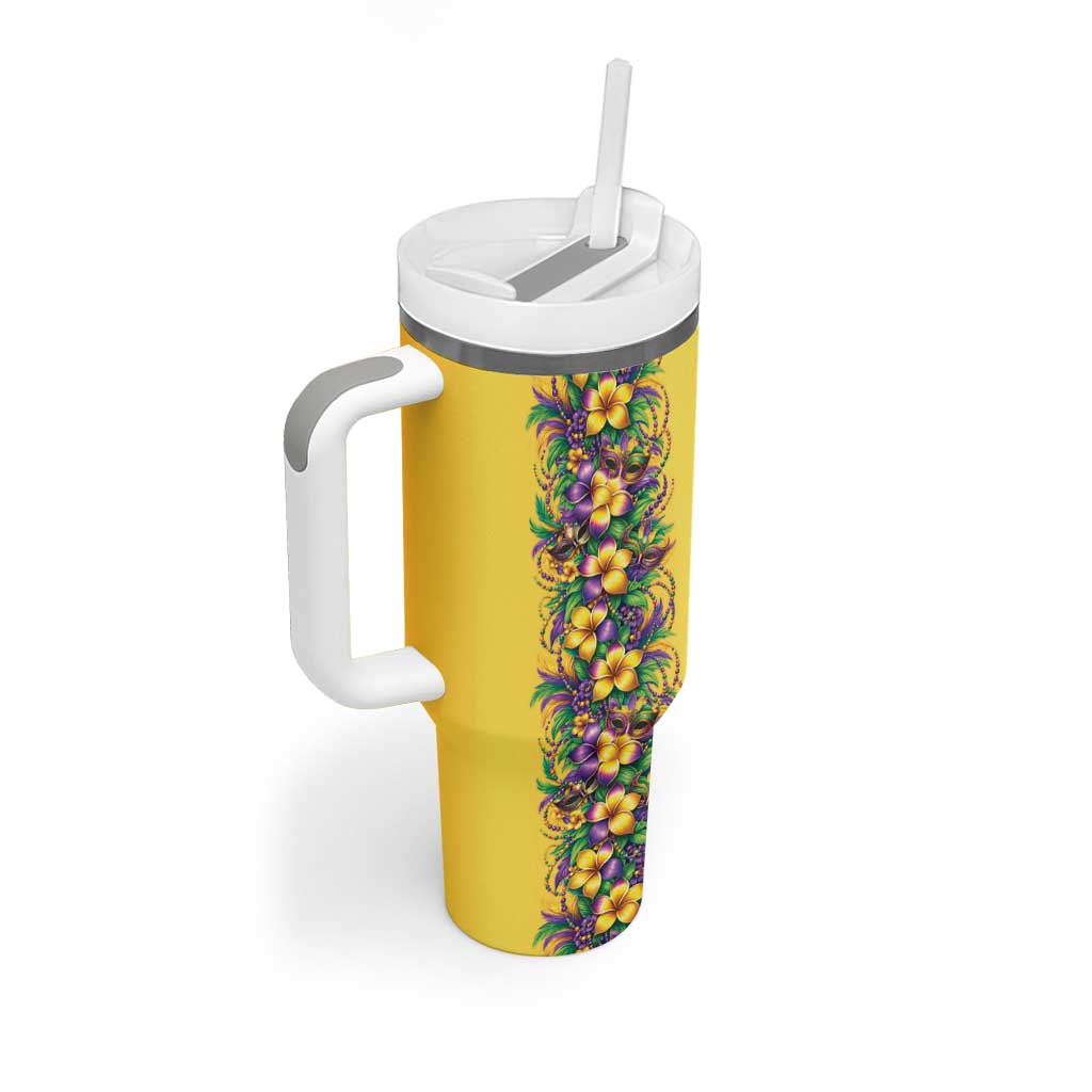 Aloha Hawaii Mardi Gras Tumbler With Handle Gold Style