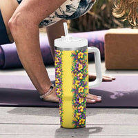 Aloha Hawaii Mardi Gras Tumbler With Handle Gold Style