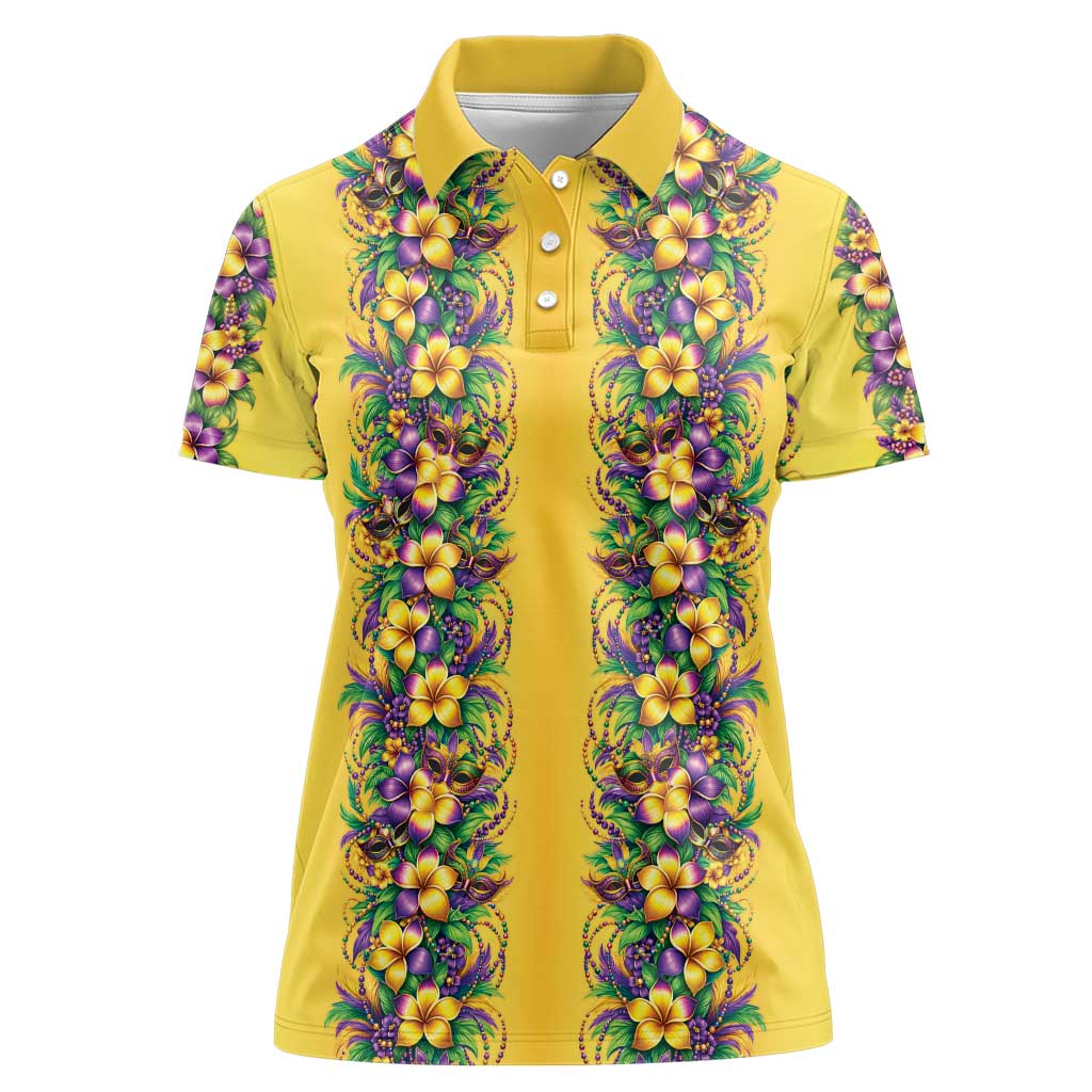 Aloha Hawaii Mardi Gras Women Polo Shirt Gold Style LT05 Female Gold - Polynesian Pride