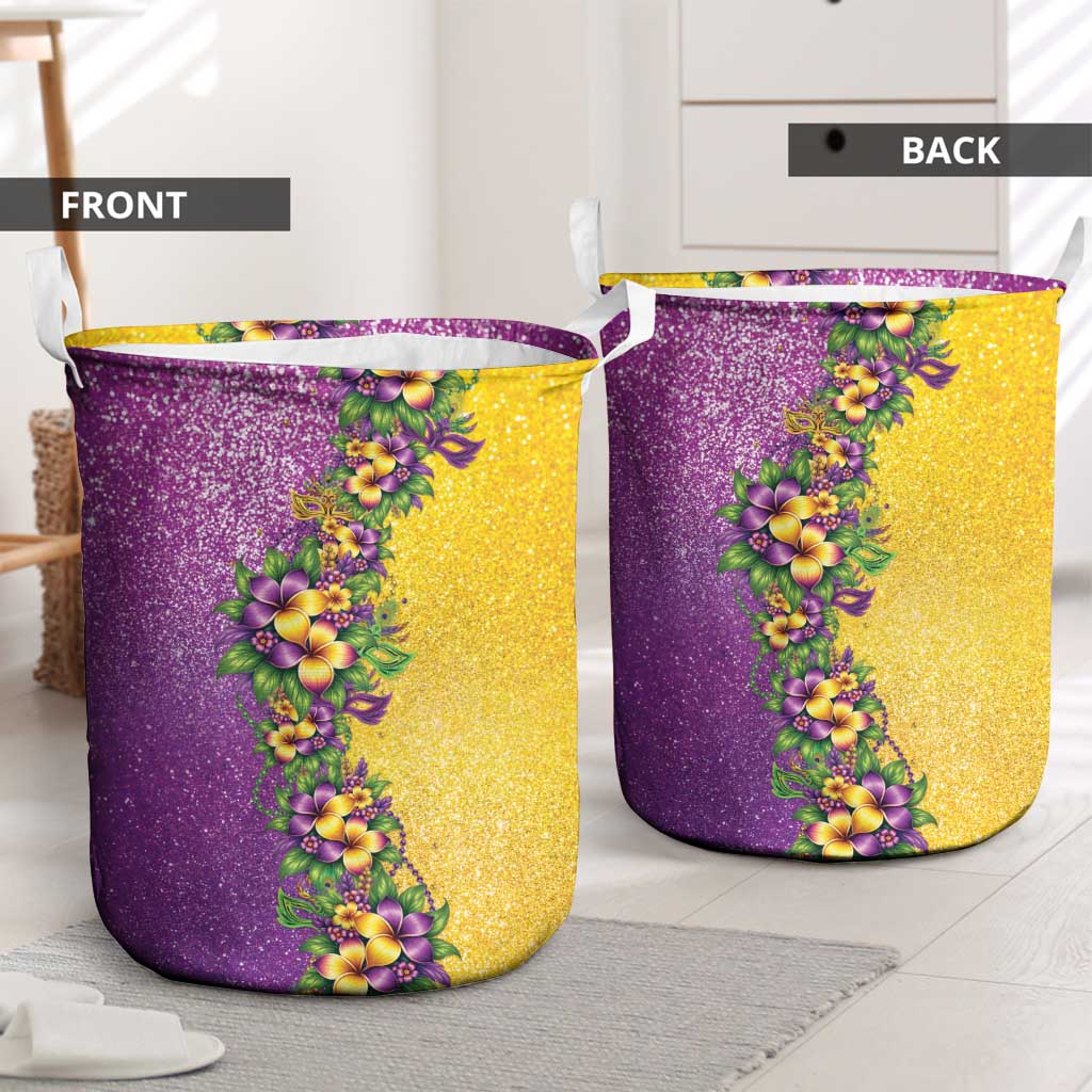 Hawaii Mardi Gras Laundry Basket Plumeria Lei Beads Glitter Style LT05 - Polynesian Pride