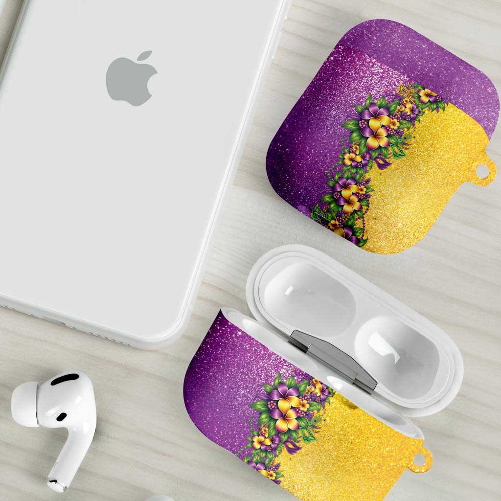 Hawaii Mardi Gras AirPods Case Plumeria Lei Beads Glitter Style LT05 - Polynesian Pride