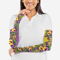 Hawaii Mardi Gras Arm Sleeves Plumeria Lei Beads Glitter Style