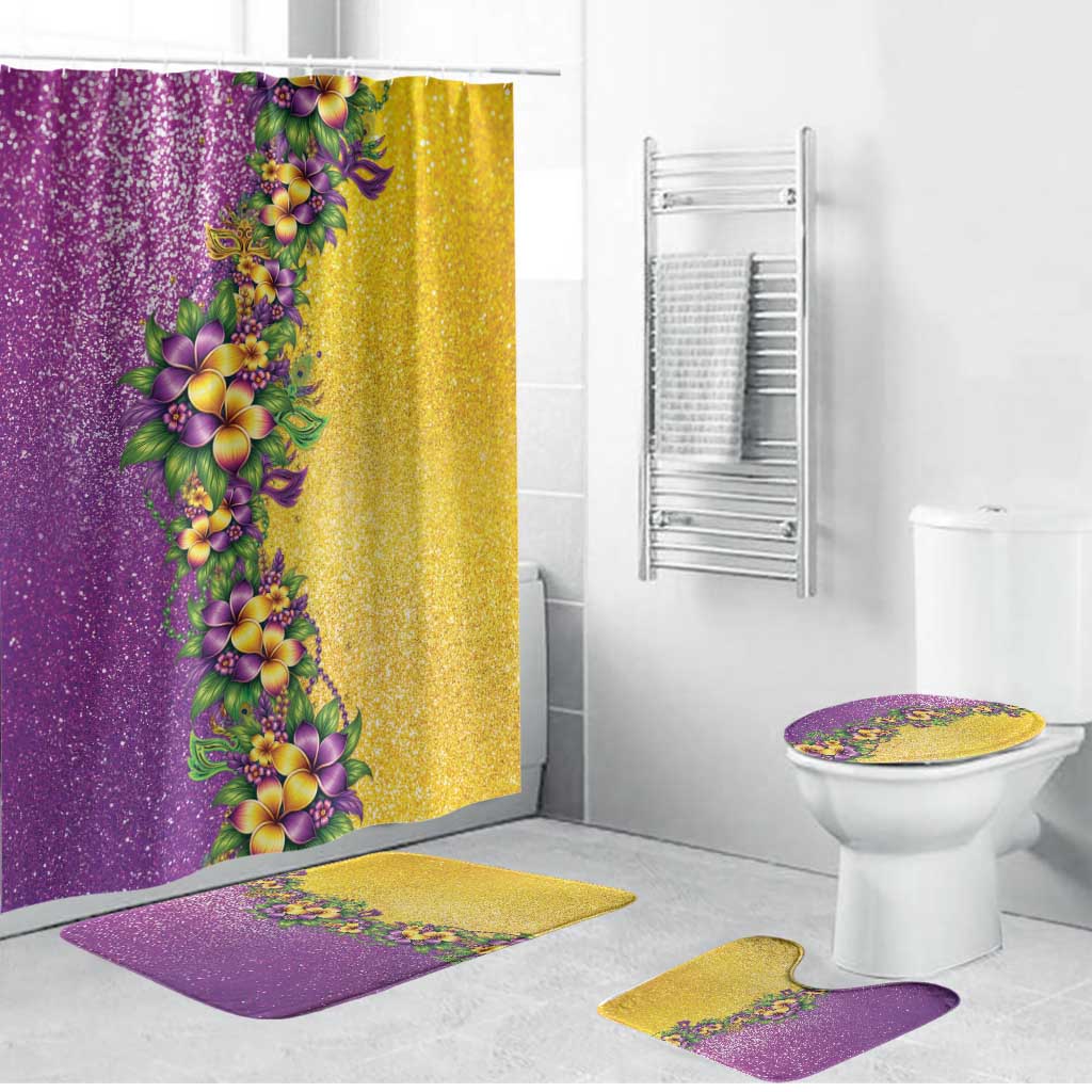 Hawaii Mardi Gras Bathroom Set Plumeria Lei Beads Glitter Style