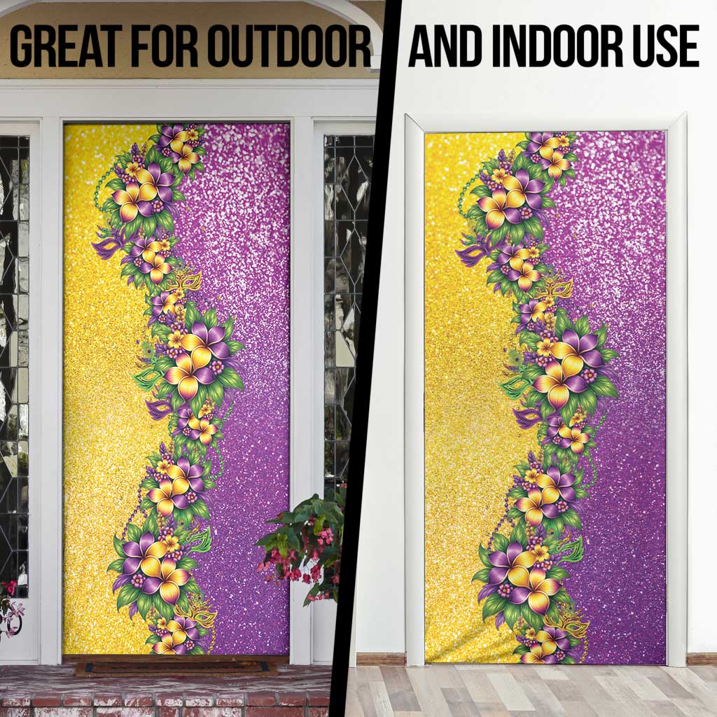 Hawaii Mardi Gras Door Cover Plumeria Lei Beads Glitter Style