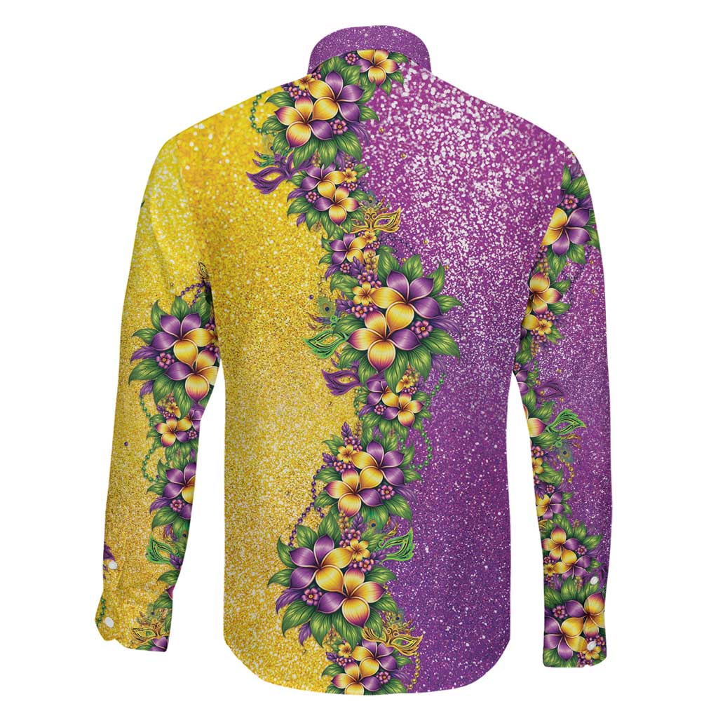 Hawaii Mardi Gras Family Matching Off Shoulder Maxi Dress and Hawaiian Shirt Plumeria Lei Beads Glitter Style