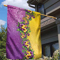 Hawaii Mardi Gras Garden Flag Plumeria Lei Beads Glitter Style