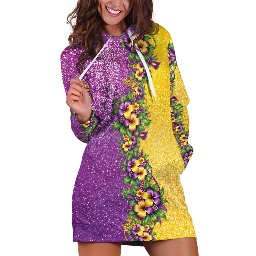 Hawaii Mardi Gras Hoodie Dress Plumeria Lei Beads Glitter Style LT05 Colorful - Polynesian Pride