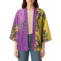 Hawaii Mardi Gras Kimono Plumeria Lei Beads Glitter Style