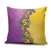 Hawaii Mardi Gras Pillow Cover Plumeria Lei Beads Glitter Style