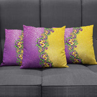 Hawaii Mardi Gras Pillow Cover Plumeria Lei Beads Glitter Style