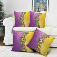 Hawaii Mardi Gras Pillow Cover Plumeria Lei Beads Glitter Style