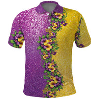 Hawaii Mardi Gras Polo Shirt Plumeria Lei Beads Glitter Style LT05 Colorful - Polynesian Pride