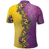 Hawaii Mardi Gras Polo Shirt Plumeria Lei Beads Glitter Style LT05 - Polynesian Pride