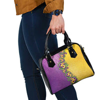 Hawaii Mardi Gras Shoulder Handbag Plumeria Lei Beads Glitter Style