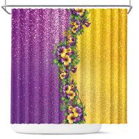 Hawaii Mardi Gras Shower Curtain Plumeria Lei Beads Glitter Style