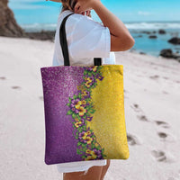 Hawaii Mardi Gras Tote Bag Plumeria Lei Beads Glitter Style