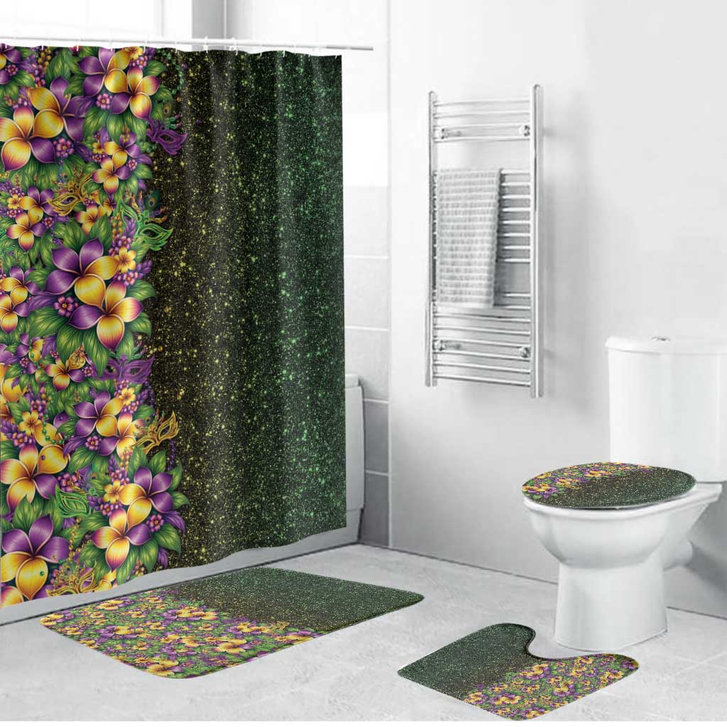 Hawaii Mardi Gras Bathroom Set Tropical Flowers Glitter Style
