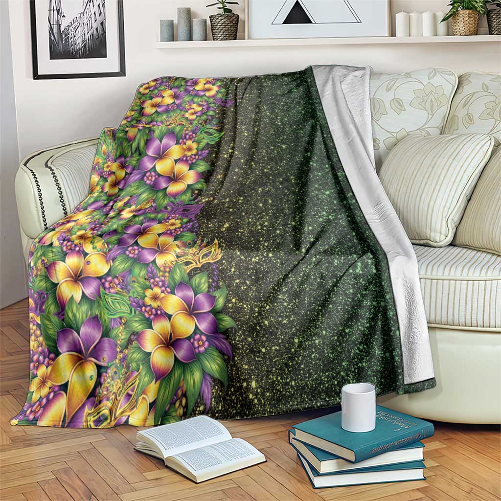 Hawaii Mardi Gras Blanket Tropical Flowers Glitter Style