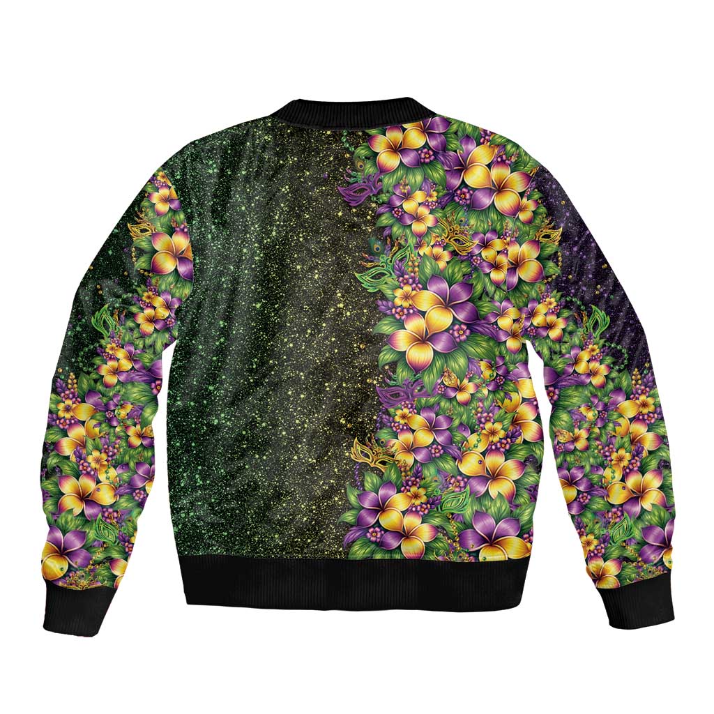 Hawaii Mardi Gras Bomber Jacket Tropical Flowers Glitter Style