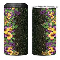 Hawaii Mardi Gras 4 in 1 Can Cooler Tumbler Tropical Flowers Glitter Style