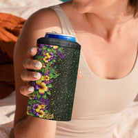 Hawaii Mardi Gras 4 in 1 Can Cooler Tumbler Tropical Flowers Glitter Style