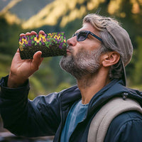 Hawaii Mardi Gras 4 in 1 Can Cooler Tumbler Tropical Flowers Glitter Style