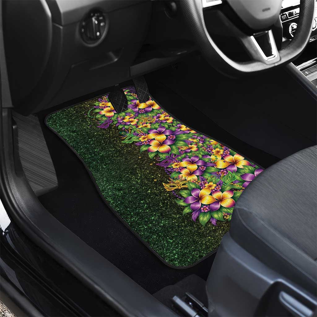 Hawaii Mardi Gras Car Mats Tropical Flowers Glitter Style
