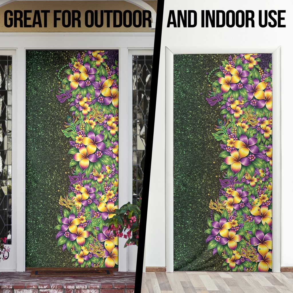 Hawaii Mardi Gras Door Cover Tropical Flowers Glitter Style
