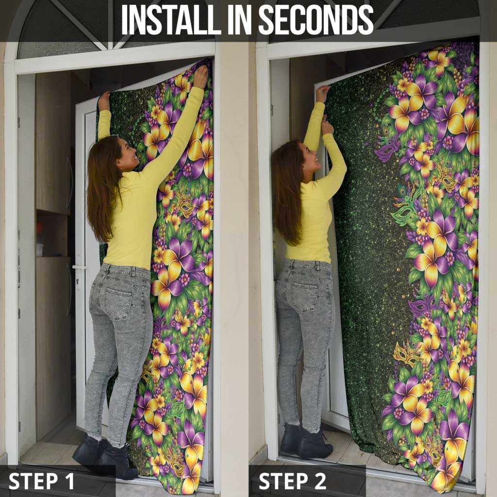 Hawaii Mardi Gras Door Cover Tropical Flowers Glitter Style