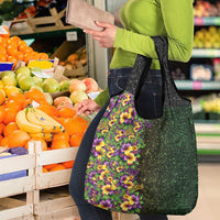 Hawaii Mardi Gras Grocery Bag Tropical Flowers Glitter Style