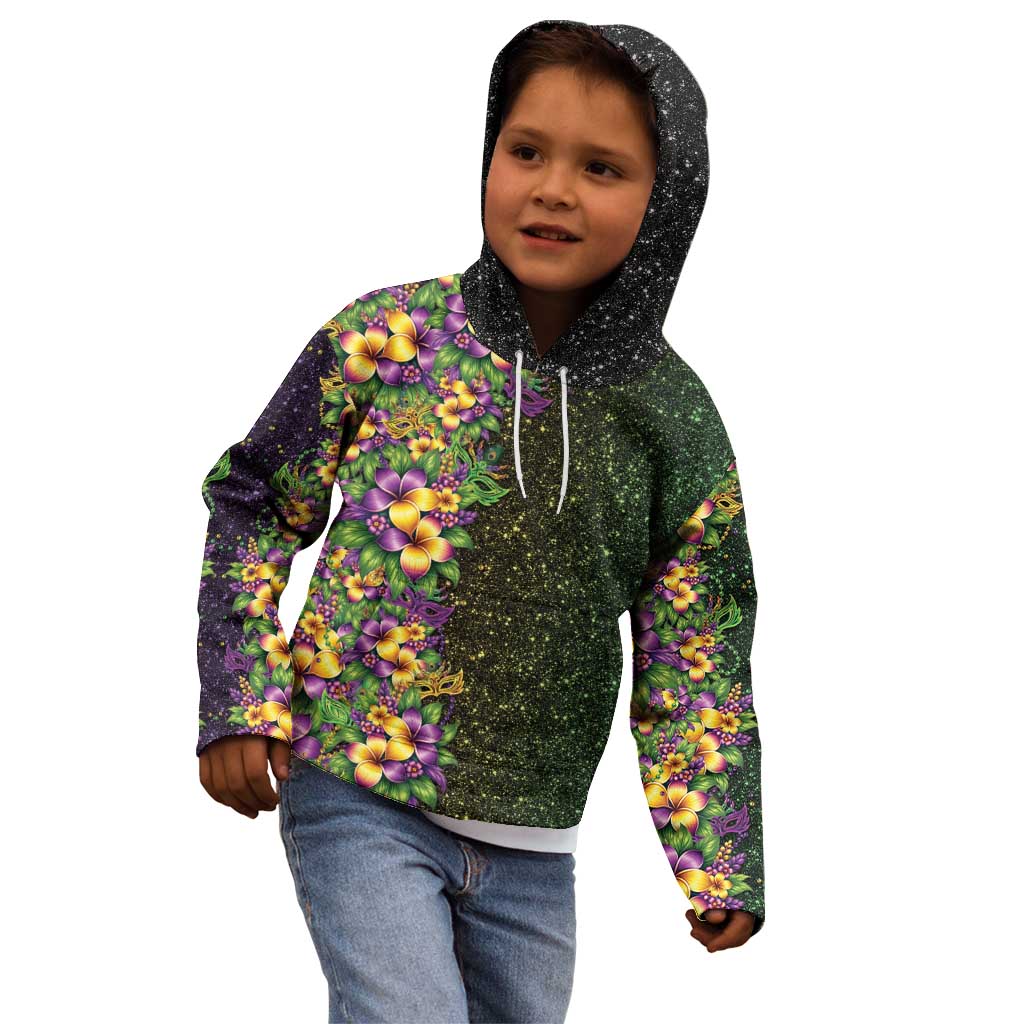 Hawaii Mardi Gras Kid Hoodie Tropical Flowers Glitter Style