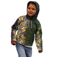 Hawaii Mardi Gras Kid Hoodie Tropical Flowers Glitter Style