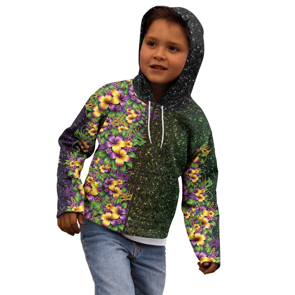 Hawaii Mardi Gras Kid Hoodie Tropical Flowers Glitter Style