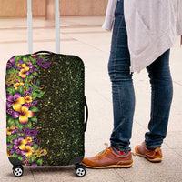Hawaii Mardi Gras Luggage Cover Tropical Flowers Glitter Style
