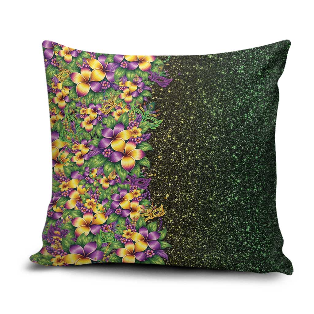 Hawaii Mardi Gras Pillow Cover Tropical Flowers Glitter Style
