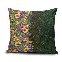 Hawaii Mardi Gras Pillow Cover Tropical Flowers Glitter Style
