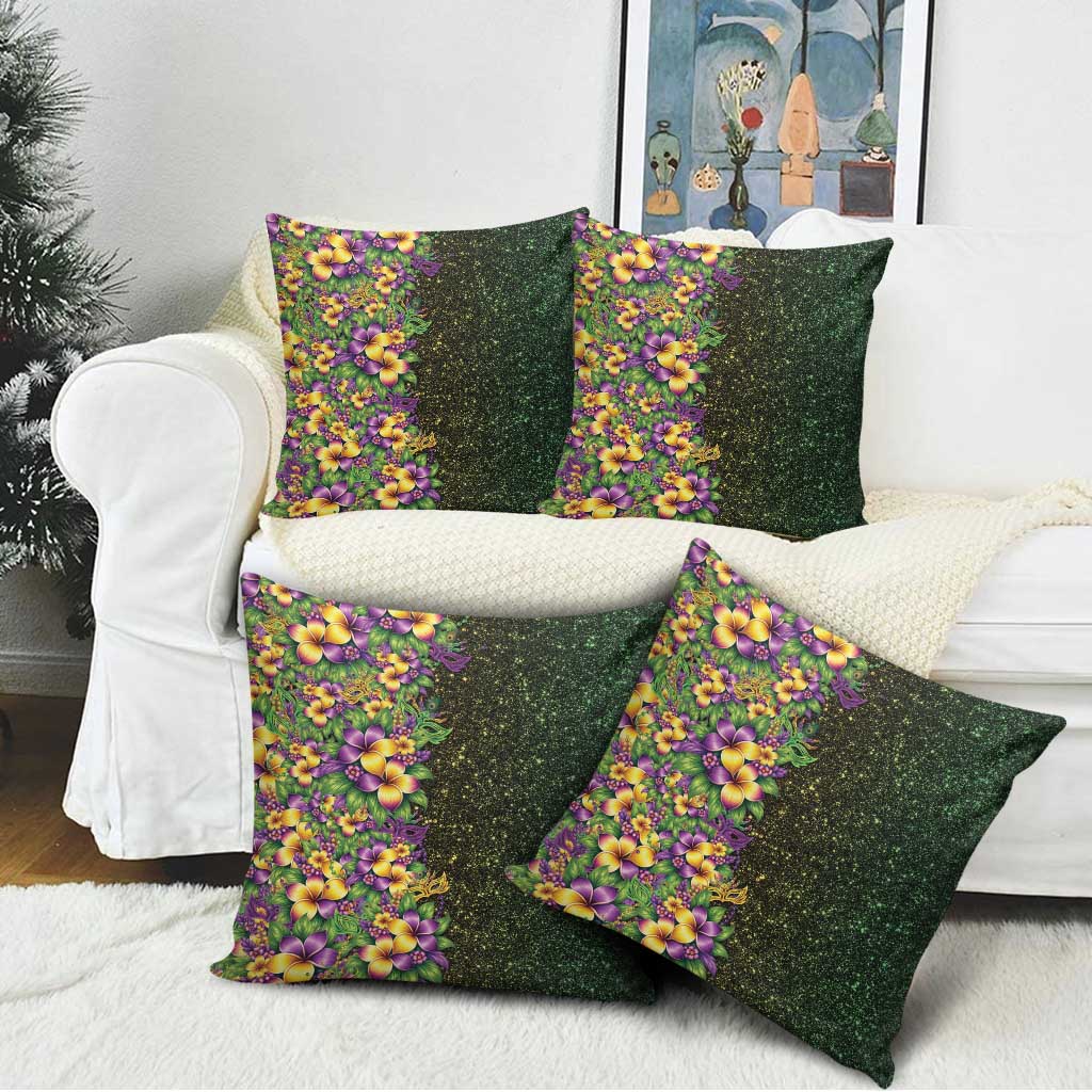 Hawaii Mardi Gras Pillow Cover Tropical Flowers Glitter Style