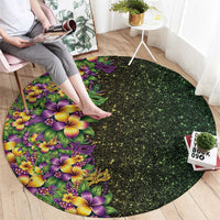 Hawaii Mardi Gras Round Carpet Tropical Flowers Glitter Style LT05 - Polynesian Pride