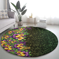 Hawaii Mardi Gras Round Carpet Tropical Flowers Glitter Style LT05 - Polynesian Pride