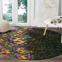 Hawaii Mardi Gras Round Carpet Tropical Flowers Glitter Style LT05 - Polynesian Pride