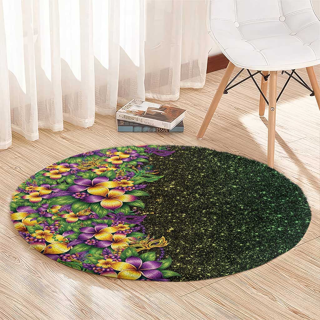Hawaii Mardi Gras Round Carpet Tropical Flowers Glitter Style LT05 - Polynesian Pride