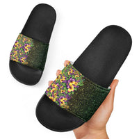 Hawaii Mardi Gras Slide Sandals Tropical Flowers Glitter Style LT05 - Polynesian Pride