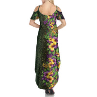 Hawaii Mardi Gras Summer Maxi Dress Tropical Flowers Glitter Style