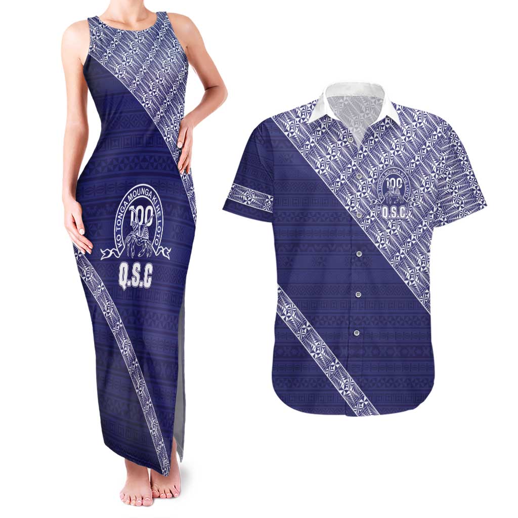 Tonga Queen Salote College Couples Matching Tank Maxi Dress and Hawaiian Shirt 100 Years Anniversary Navy Color LT05 Navy - Polynesian Pride