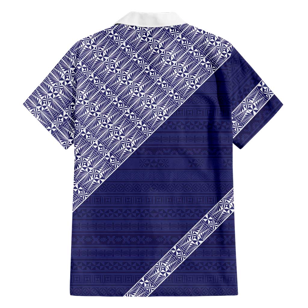 Tonga Queen Salote College Family Matching Off The Shoulder Long Sleeve Dress and Hawaiian Shirt 100 Years Anniversary Navy Color